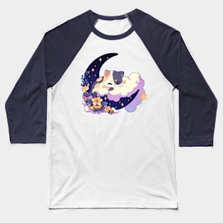 Kawaii Sleepy Cat Adorable Cat Cute Gift  For Cat Lover Baseball T-Shirt